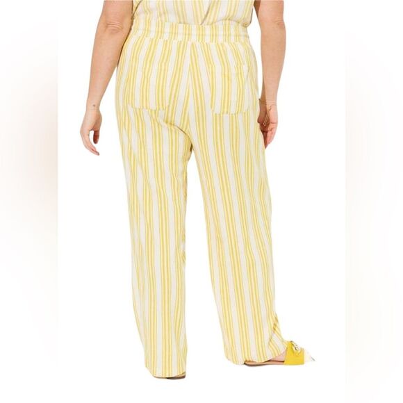 4pc Set, Torrid Striped Yellow Linen Both Tops/Pants/Shorts - NEW - Picture 5 of 7